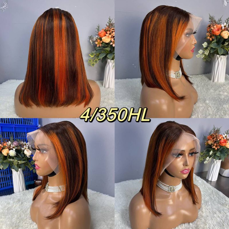 13x4 Straight Hair Colored BOB Lace Front Wig - 图片 15
